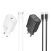 Nástenná nabíjačka HOCO typ C + kábel typ C na typ C PD QC 30W N62 biela