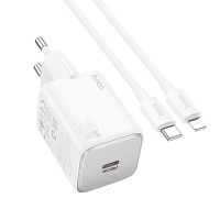 Nástenná nabíjačka HOCO typu C + kábel typu C na Lightning QC PD 20W N40 biela