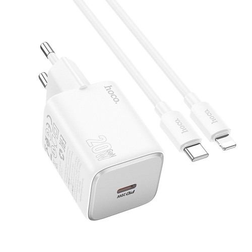 Nástenná nabíjačka HOCO typu C + kábel typu C na Lightning QC PD 20W N40 biela
