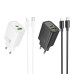 Nástenná nabíjačka HOCO USB A + Typ C + kábel Typ C na Lightning PD QC3.0 3A 30W N63 čierna