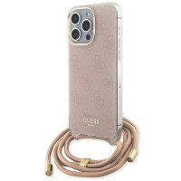 Originálne puzdro GUESS GUHCP15LHC4SEP pre iPhone 15 Pro (Crossbody Cord 4G Print / pink)
