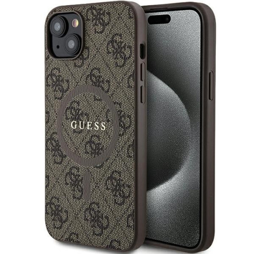 Originálne puzdro GUESS GUHMP14SG4GFRW pre iPhone 14 (kompatibilné s Magsafe / 4G Ring classic logo / hnedé)