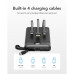 Powerbank VEGER 10000 mAh so zabudovanými káblami Micro USB / Type C / Lightning C10 (W1116) čierna