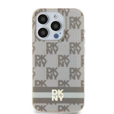 Puzdro DKNY pre IPHONE 14 kompatibilné s MagSafe DKHMP14SHCPTSE (DKNY HC MagSafe PC TPU Checkered Pattern W/Printed Stripes) béžové