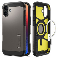 Puzdro SPIGEN TOUGH ARMOR MAG kompatibilné s MagSafe pre IPHONE 16, strieborná