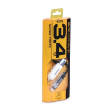 REMAX nabíjačka do auta 2v1 USB A s káblom Micro USB / Lightning RCC102 strieborná