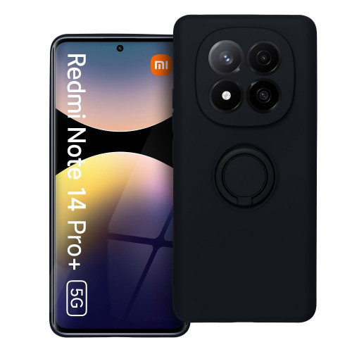 SILIKÓNOVÉ puzdro RING pre XIAOMI Redmi Note 14 Pro Plus 5G čierne