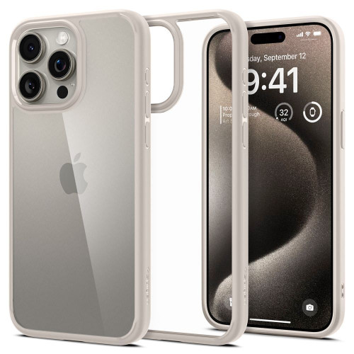 SPIGEN puzdro ULTRA HYBRID pre IPHONE 15 Pro Max prírodné titánové