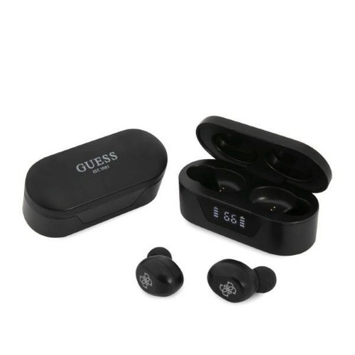 Stereo slúchadlá Bluetooth TWS GUESS Digital BT5 Classic s dokovacou stanicou / čierne (GUTWST31EK)