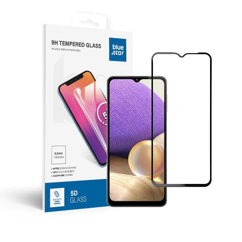 Tvrdené sklo Blue Star - SAMSUNG A32 5G Full Face (plné lepidlo s rámom/malá veľkosť) - čierne Tvrdené sklo Blue Star