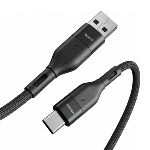 VEGER kábel USB A na typ C PD 5A 100W AC03 1,2 m čierny