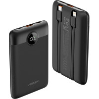 VEGER powerbank 10000 mAh so zabudovanými káblami Type C / Lightning PD QC3.0 2A 22,5W C11 (W1170) čierna