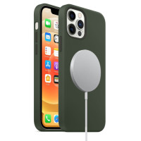 Puzdro Liquid MagSafe pre Apple iPhone 12 / Apple iPhone 12 Pro tmavo zelené