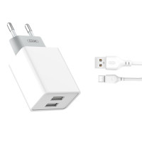 XO Sieťová nabíjačka 2.4A 2x USB s USB-C nabíjacím