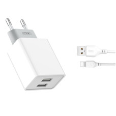 XO Sieťová nabíjačka 2.4A 2x USB s USB-C nabíjacím káblom