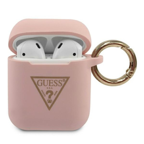 Guess Triangle Silikónové puzdro pre Airpods 1/2 Pink