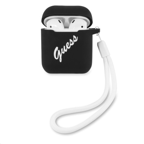 Guess Vintage Silikónove puzdro pre Airpods 1/2 Black