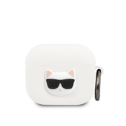 Karl Lagerfeld Silikónové puzdro pre Airpods 3 Choupette Head White