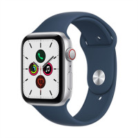 Apple Watch SE GPS + Cellular, 44mm Silver Aluminium Case with Abyss Blue Sport Band - Regular