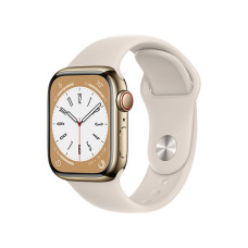 Apple Watch Series 8 GPS + Cellular 41mm Gold Stainless Steel Case with Starlight Sport Band - Regular